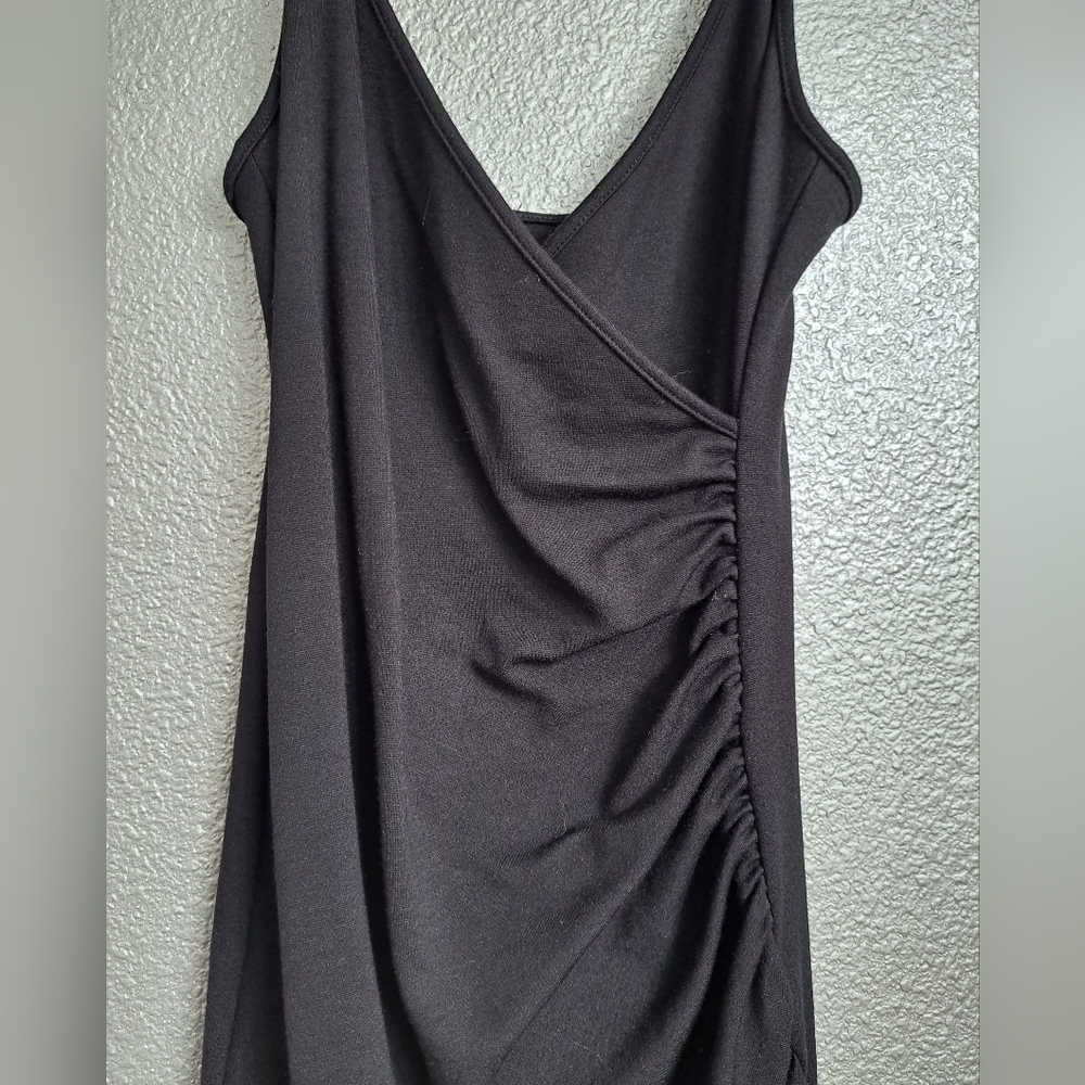 Black Ruched Mini Dress - Picture 2 of 5